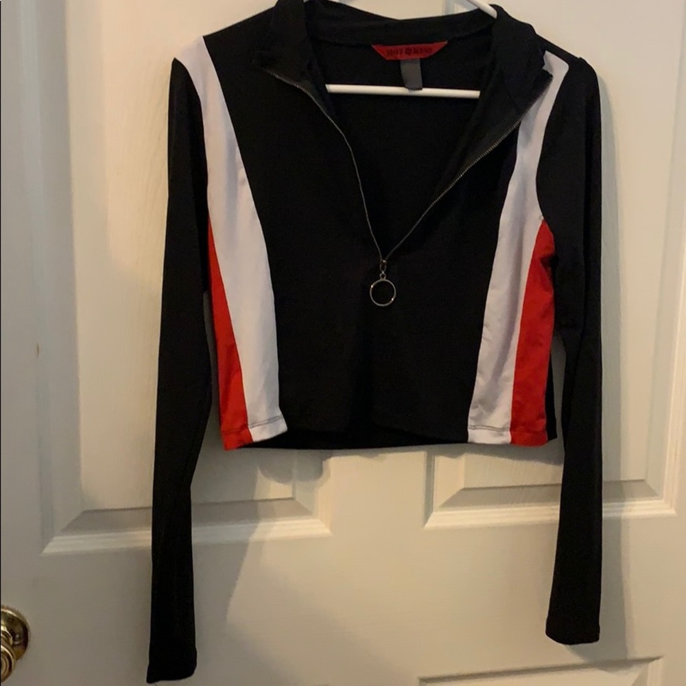 black red and white cute crop top